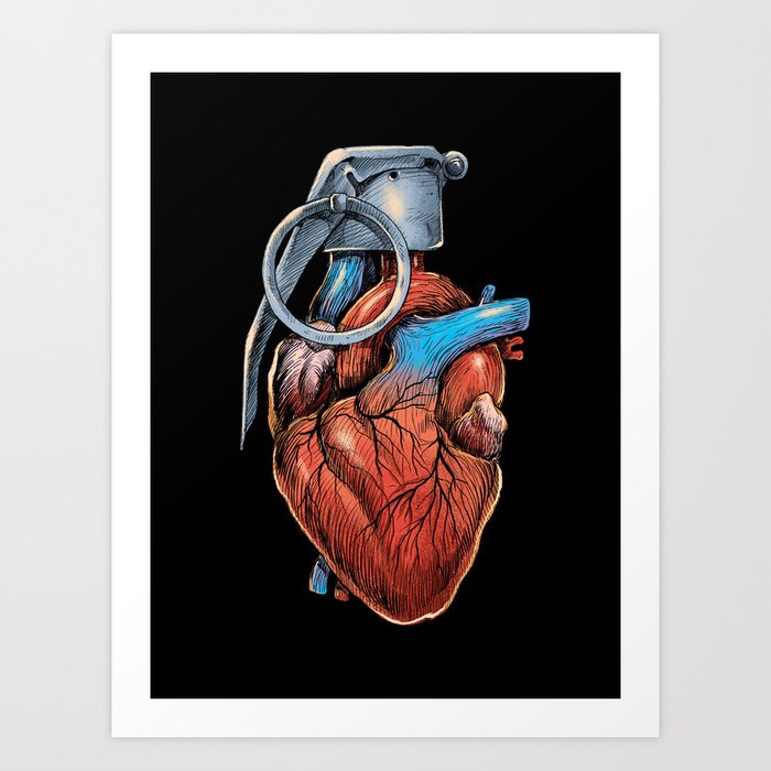 Heart Grenade Art Print