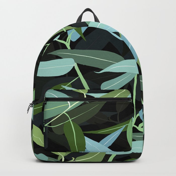 Eucalyptus Leaves Black Design Backpack