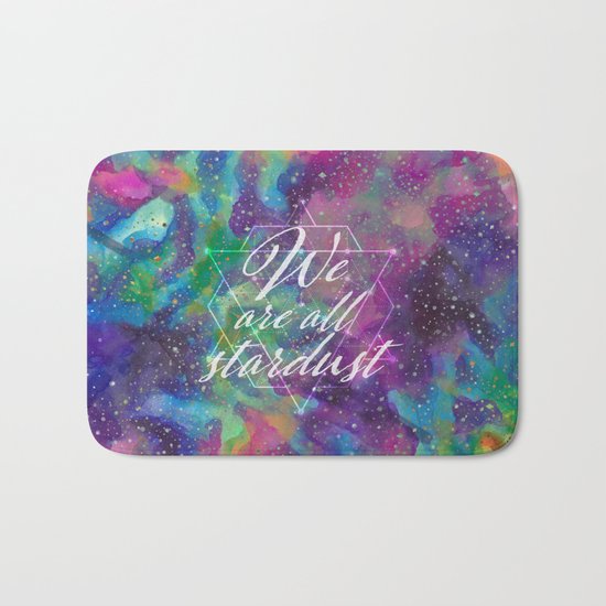 We Are All Stardust Watercolor Sacred Geometry Bath Mat