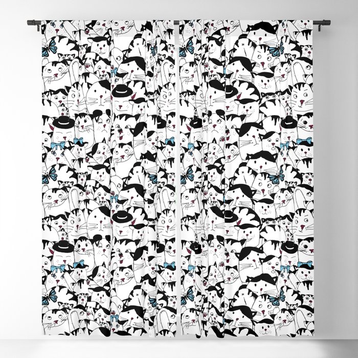 Old man's cat family -turquoise Blackout Curtain