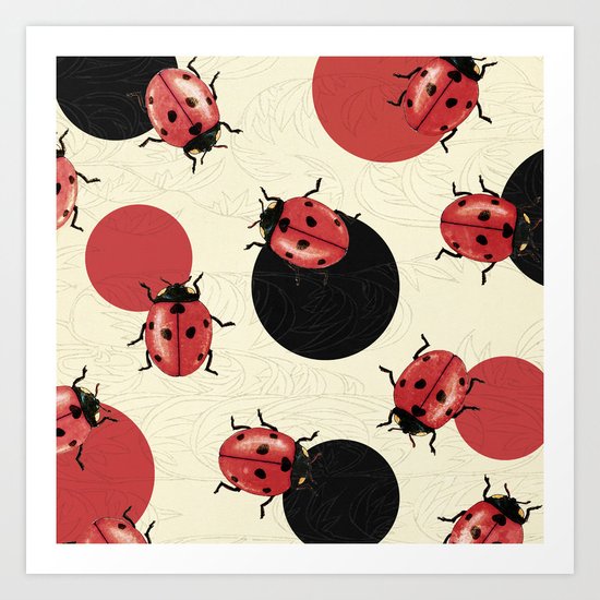 Ladybird Polka Art Print