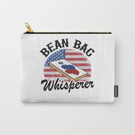 Bean Bag Whisperer Corn Hole American Flag Funny Cornhole Carry-All Pouch