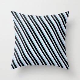[ Thumbnail: Lavender, Light Blue, and Black Colored Lined Pattern Throw Pillow ]