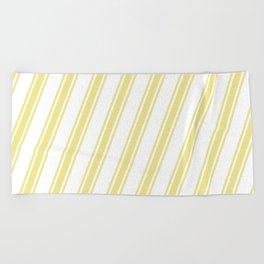 [ Thumbnail: White & Tan Colored Lines/Stripes Pattern Beach Towel ]