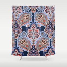 Bandana pattern with paisley elements. Vintage handkerchief square design Shower Curtain