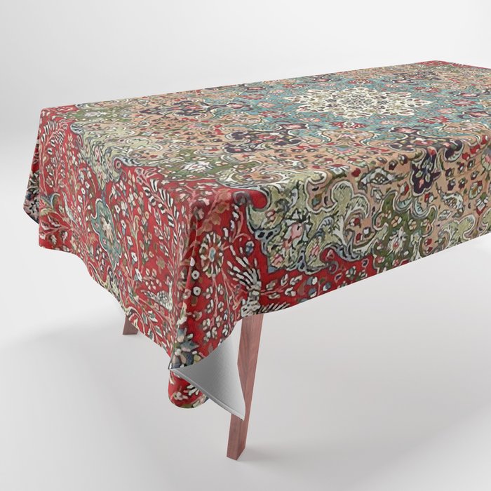 Antique Red Blue Black Persian Carpet Print Tablecloth