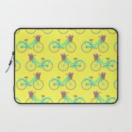 Bicycle with flower basket on yellow Laptop Sleeve