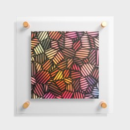 Colourful Vintage Retro Leaves Pattern Floating Acrylic Print