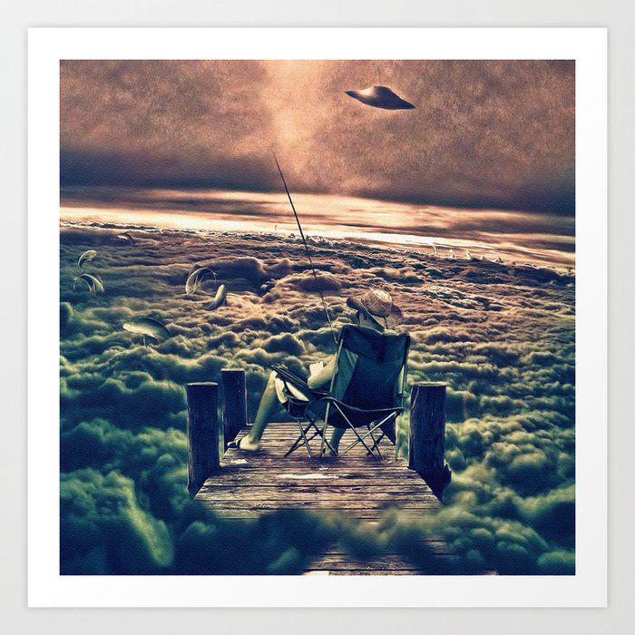 Fishing Above the Clouds Art Print by MarianVoicu | Society6