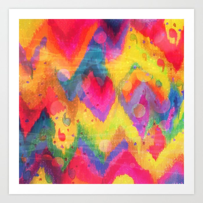 Bold Quotation In Neons 2 Intense Rainbow Abstract Watercolor Art Painting Dream Pink Ikat Pattern Art Print By Ebiemporium Society6