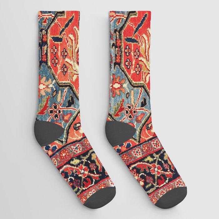 Kashan Poshti Central Persian Rug Print Socks