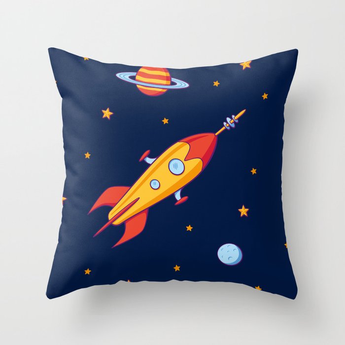 Spaceship! Throw Pillow
