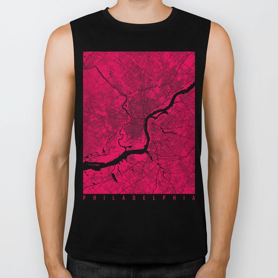 Philadelphia map raspberry Biker Tank