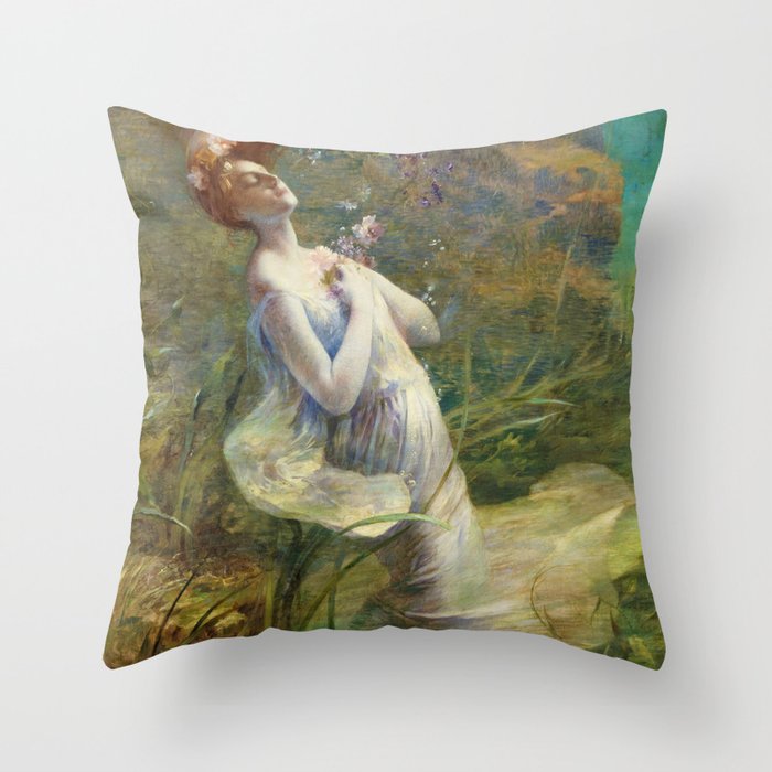 Ophelia madly in love (drowning) from William Shakespeare's Hamlet portrait woman under water painting Throw Pillow