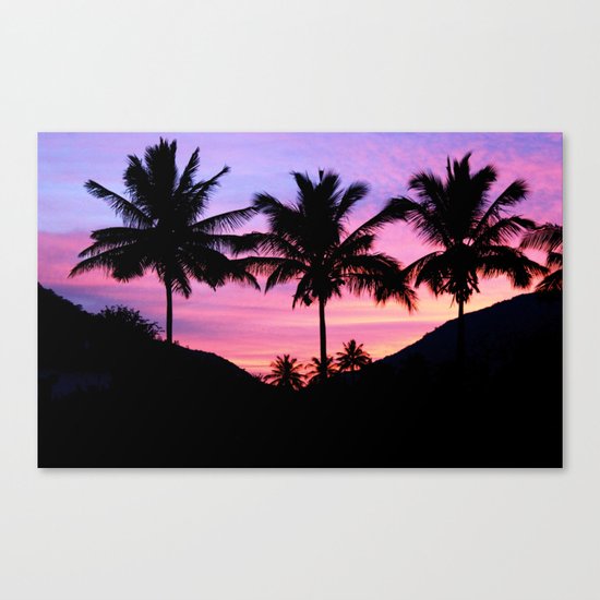 Sunset Palm Trees Canvas Print