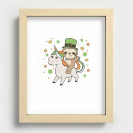 Sloth With Unicorn St. Patrick's Day Ireland Recessed Framed Print