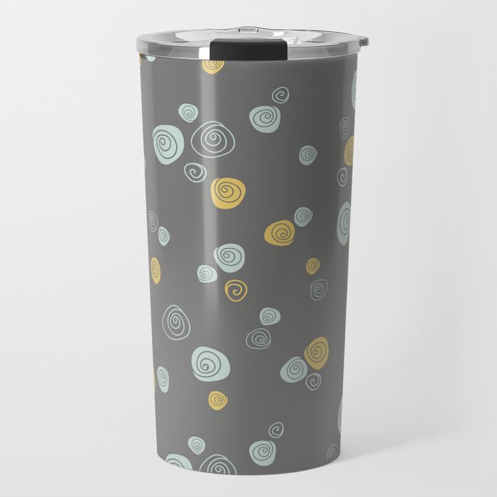 Green and yellow roses pattern on grey background Travel Mug