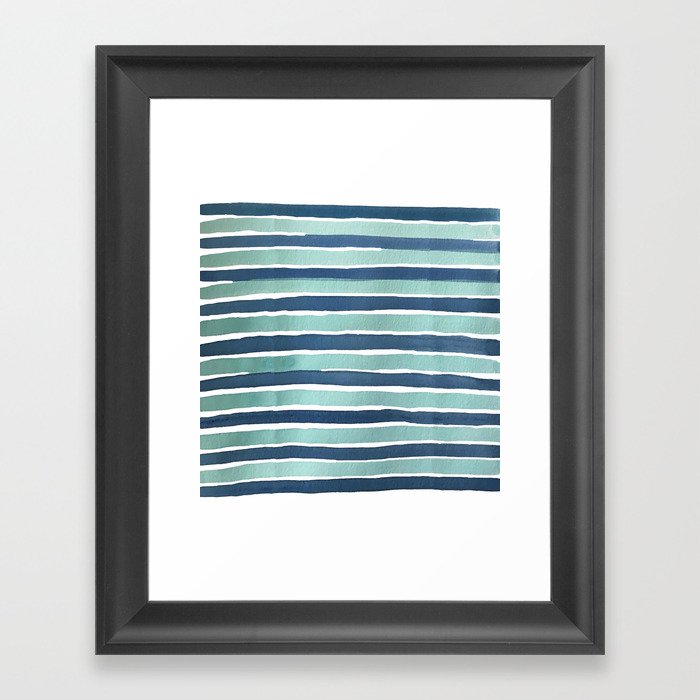 Aqua Teal Stripe Framed Art Print