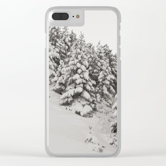 Snowy trees. Retro Clear iPhone Case