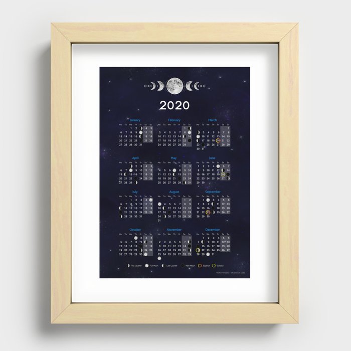 Moon calendar 2020 #9 Recessed Framed Print