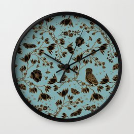 Orchid Owl Verdigris Wall Clock