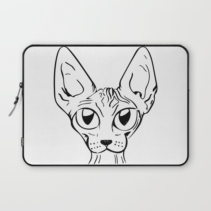 Sphynx Cat Cartoon Sphynx Cat Drawing Sphynx Illustration Black And White Ink Laptop Sleeve By Ananovakovic Society6,Easy Cute Cartoon Dog Face
