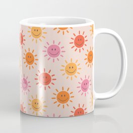 Happy Sun Pattern, Cute Sunshine, Blush, Pink, Colorful Mug