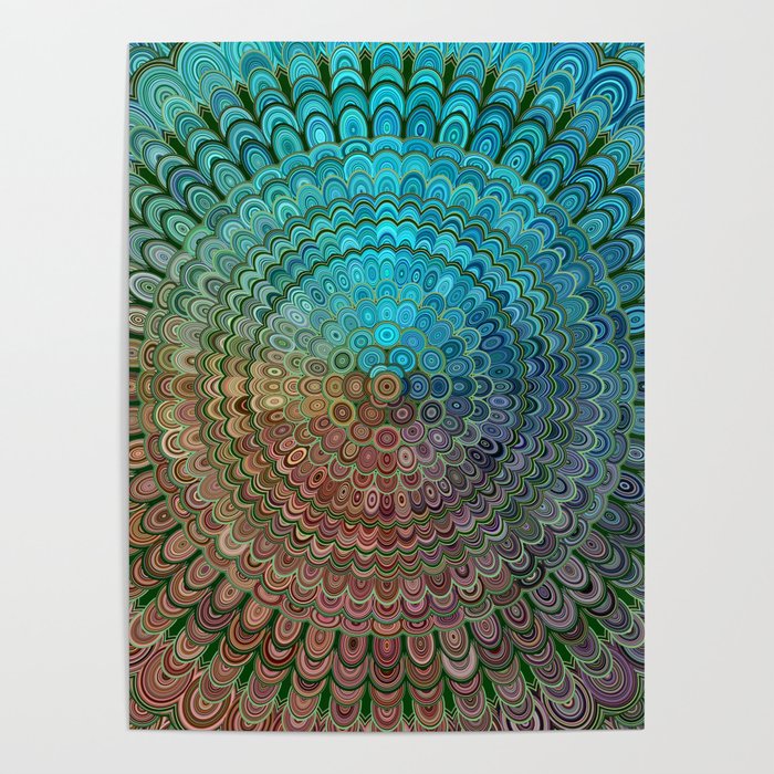 Cold Metal Flower Mandala Poster