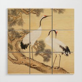 Flower Bird Vintage Chinese Ink and Brush Painting and Calligraphy Wood Wall Art