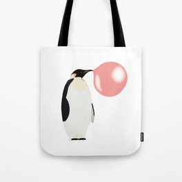 Bubble Gum Penguin Blowing Bubble Tote Bag