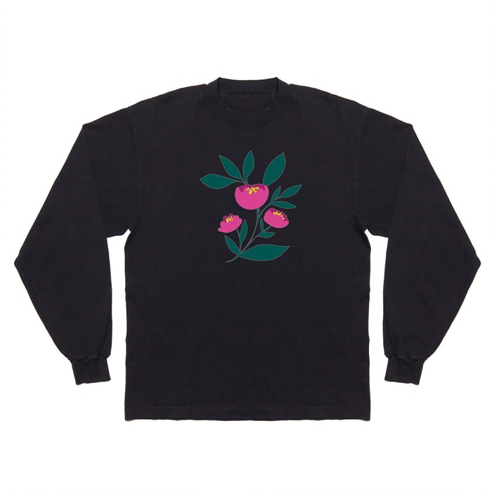 Bold and bright pink peony Long Sleeve T Shirt