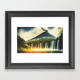 The Lord has Awoken - Nature Landscape in Blue & Green Framed Art Print