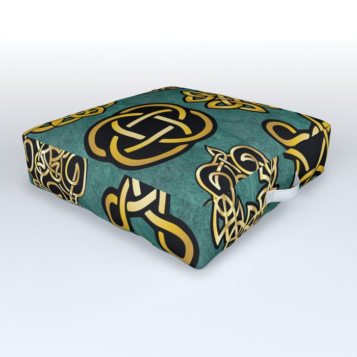 65 MCMLXV Green Celctic Symbols Pattern Outdoor Floor Cushion