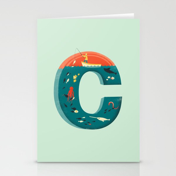 Plenty of Fish in the C  (blue) Stationery Cards