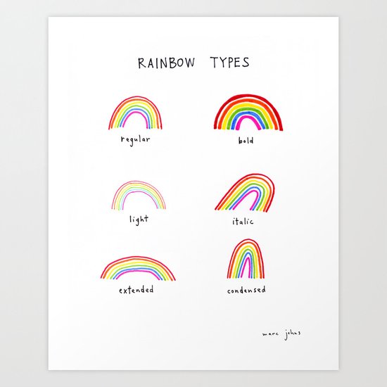rainbow types Art Print