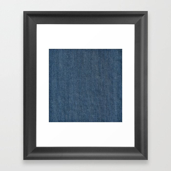 Blue Denim Texture Framed Art Print