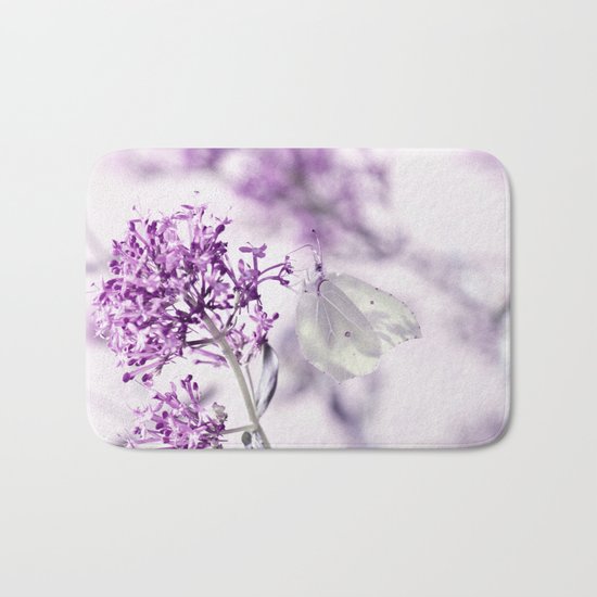 Butterfly macro white 55 Bath Mat