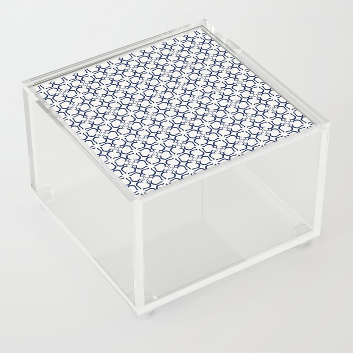 Blue Minimalistic Repeat Pattern Acrylic Box