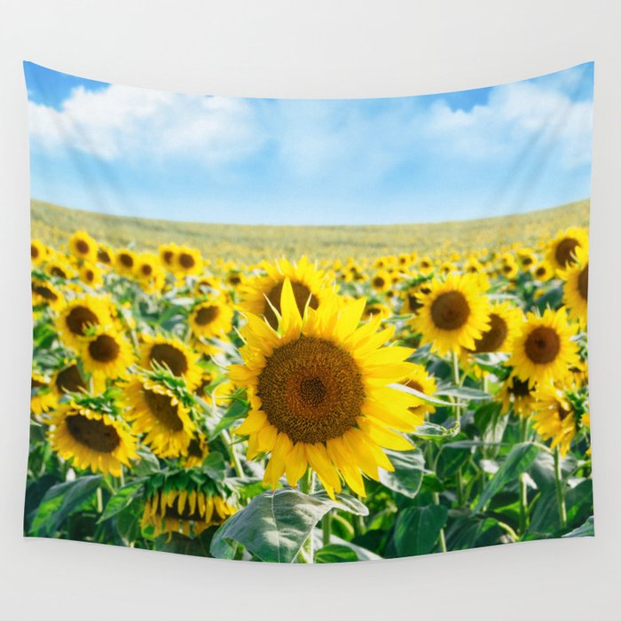 Sunflower Field Wall Tapestry by Stephen Masker | Society6