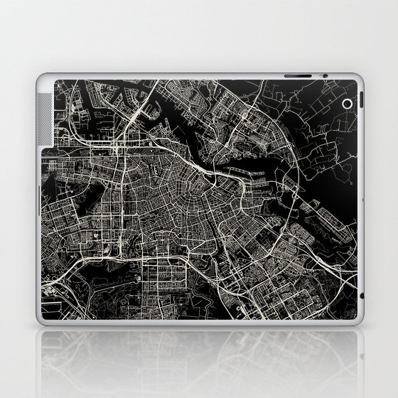 Amsterdam City Map, Netherlands Maps - Minimal Aesthetic Laptop & iPad Skin