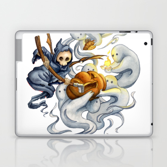 Grim And Ghost Friends Laptop Ipad Skin By Odditygarden Society6