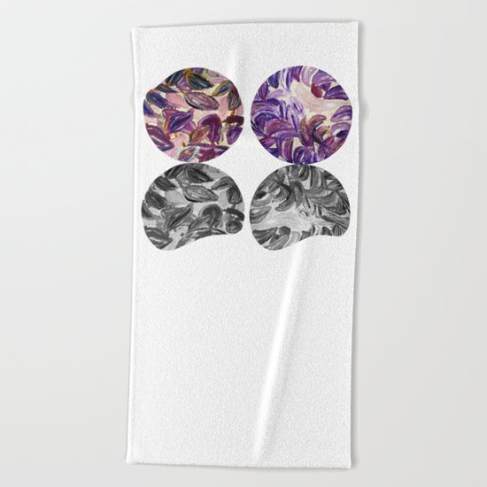 DRIP DRIP DRIP Purple Leaves Shadow Black and White Beach Towel