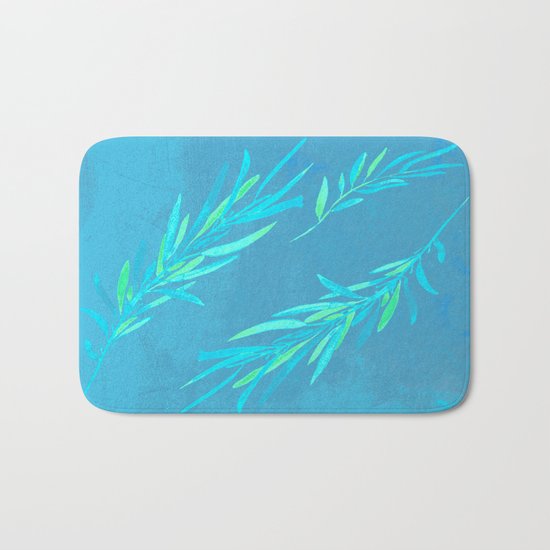 Eucalyptus leaves blue Bath Mat