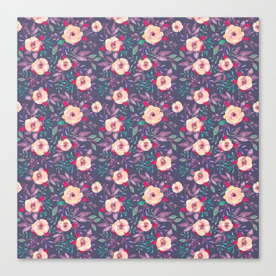 Flower Watercolor Pattern Canvas Print