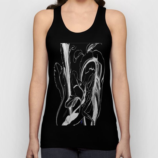 Plant in Blue Marker - Leaf of Life Miracle Leaf - White on Black Unisex Tank Top