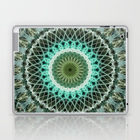 Pretty glowing green mandala Laptop & iPad Skin