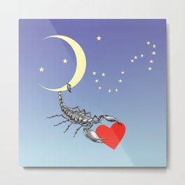 Scorpion in Love - Zodiac Sign Illustration for Valentine's Day Metal Print