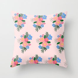 Pink Floral Pattern Throw Pillow