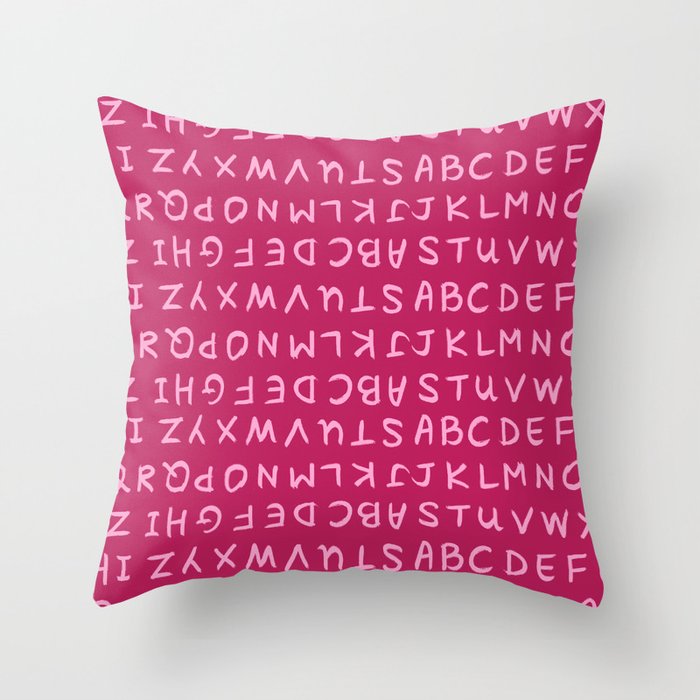 ABC in Pinks Throw Pillow