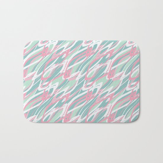 Abstract pink turquoise waves . Bath Mat
